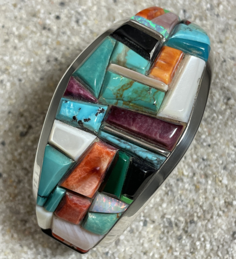 Multicolor Inlay Armreif Navajo Indianerschmuck