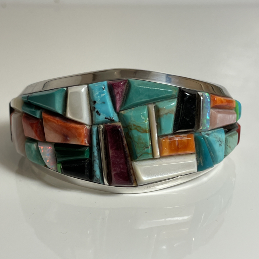 Multicolor Inlay Armreif Navajo Indianerschmuck