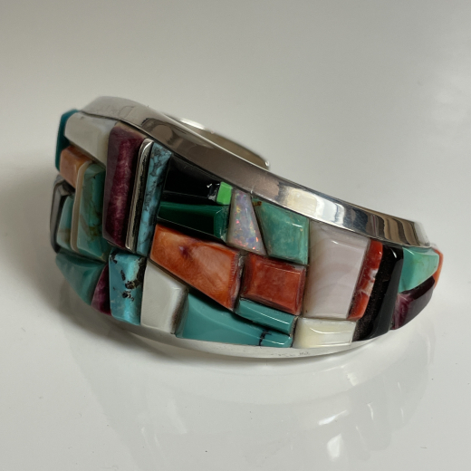 Multicolor Inlay Armreif Navajo Indianerschmuck