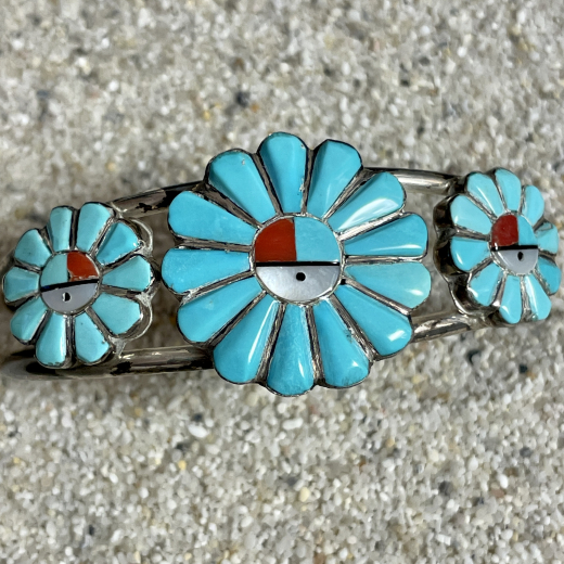 Sunface Armreif Trkis Zuni Indianerschmuck