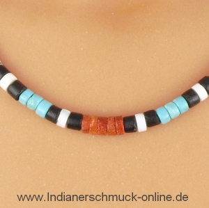 Muschelkette mit Trkis und Koralle