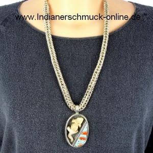 Leguan Anhnger Silberkette Zuni Indianerschmuck