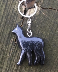 Alpaka Holz Schlsselanhnger in schwarz