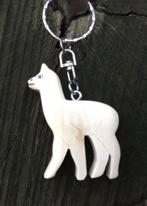 Alpaka Holz Schlsselanhnger in wei