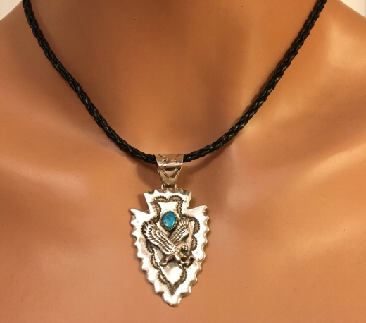 Adler Anhnger mit Trkis Sterlingsilber Indianerschmuck