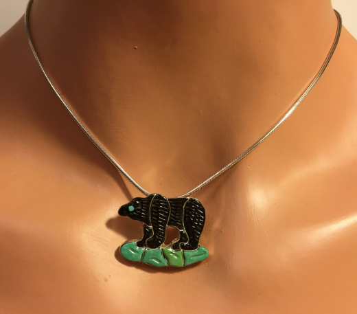 Jet Inlay Br Zuni Indianerschmuck