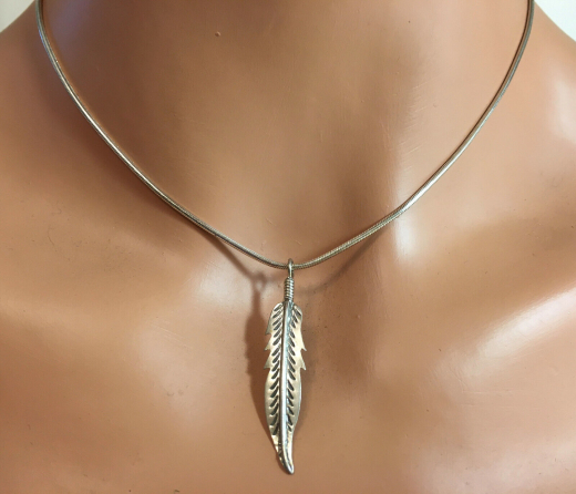 Feder Anhnger aus Sterlingsilber