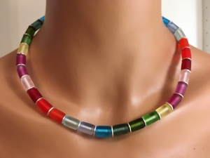 Glasschmuck Halskette multicolour mit silber