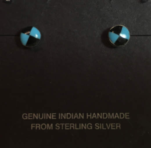 Trkis Jet Ohrstecker Zuni Indianerschmuck