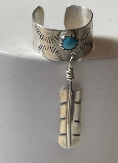 Ohrklemme mit Trkis und Feder