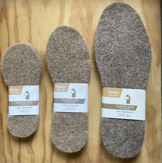 Einlegesohle 100% Alpakafilz Gr.36 bis Gr.51
