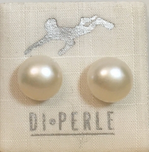 Ohrstecker SWP Perle 10 - 11 mm wei