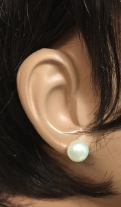 Ohrstecker SWP Perle 10 - 11 mm wei