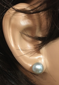 Ohrstecker SWZPerle grau 7-8 mm