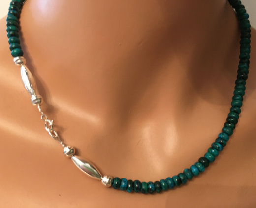 Chrysokoll Halskette Disc 6 mm