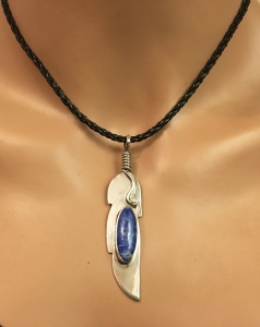 Feder Anhnger mit Lapislazuli
