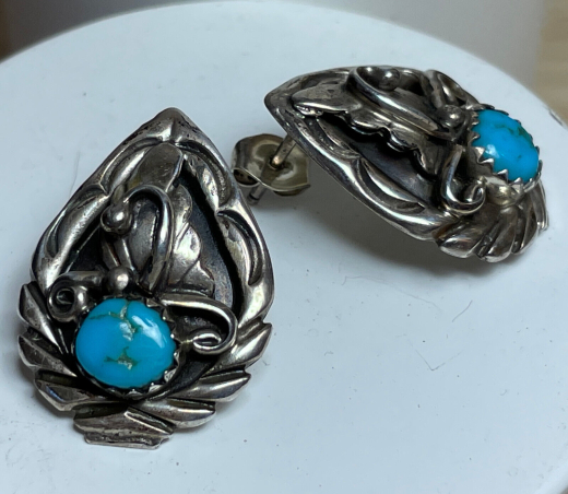 Floraler Trkis Ohrstecker Navajo