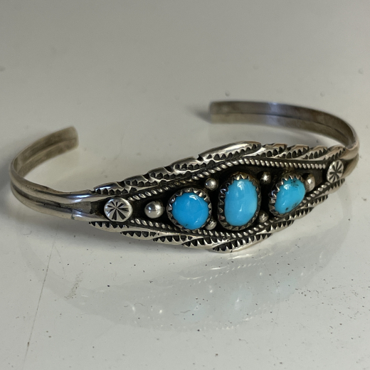 Navajo Armreif mit drei Trkisen