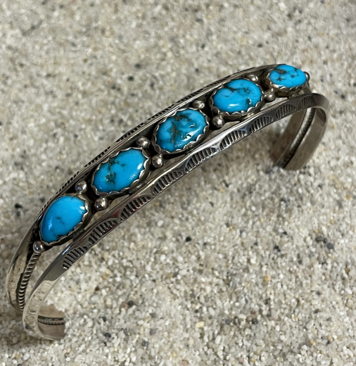 Groer Navajo Armreif mit 5 Trkisen