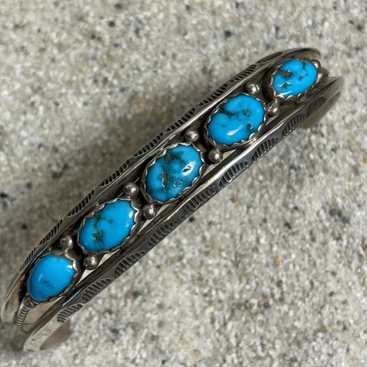 Groer Navajo Armreif mit 5 Trkisen