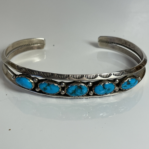 Groer Navajo Armreif mit 5 Trkisen