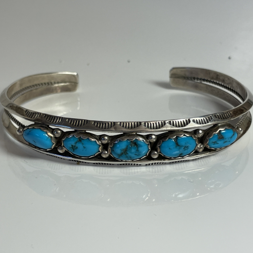 Groer Navajo Armreif mit 5 Trkisen