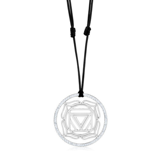 Wurzel Chakra Yoga Anhnger Sterlingsilber mit Swarowski-Kristallen