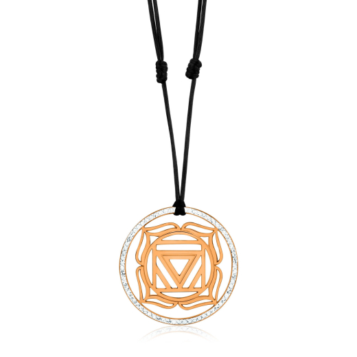 Kuzzoi Wurzel Chakra Yoga Anhnger 925 rotvergoldet mit Swarowski-Kristallen