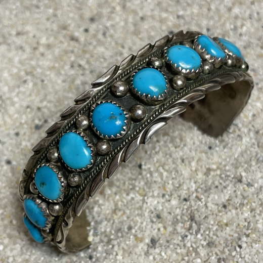 Trkis Armreif mit 14 Trkisen Navajo Handarbeit