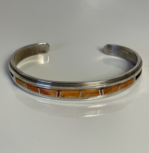 Spiny Oyster Inlay Navajo Armreif