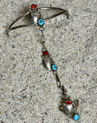 Trkis Koralle Sklavenarmband Armspange mit Ring