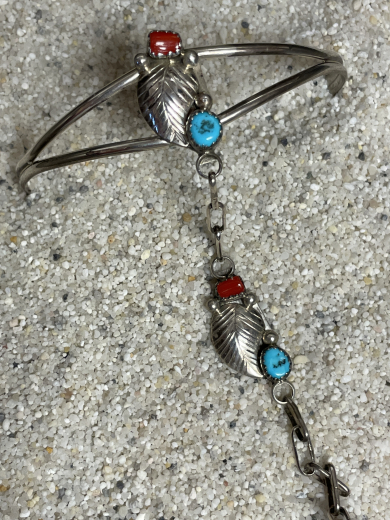 Trkis Koralle Sklavenarmband Armspange mit Ring