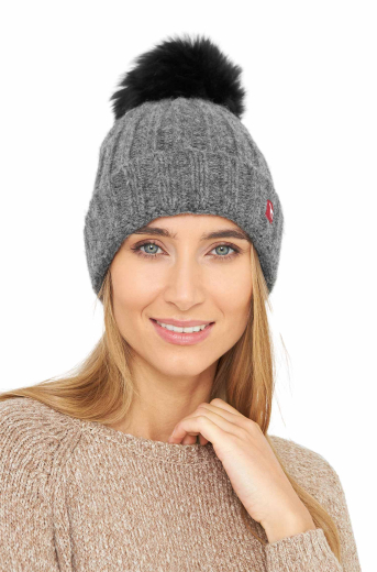 Alpaka Mtze BIANCA mit Bommel