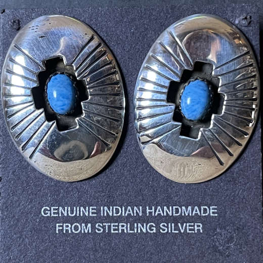 Concho Ohrstecker mit Denim Lapis Navajo Handarbeit