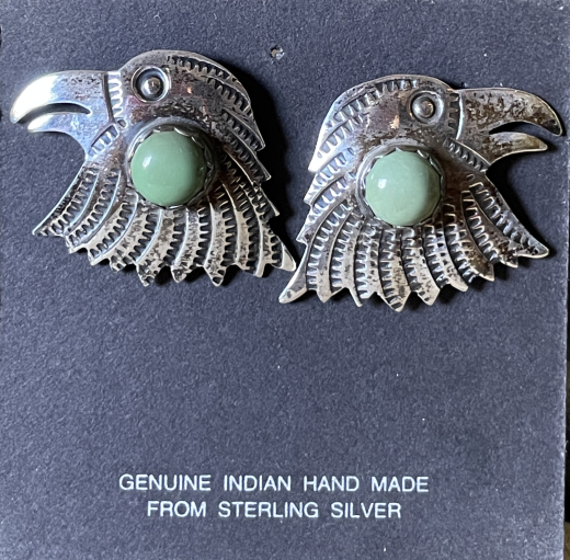 Adlerkopf Ohrstecker mit Trkis Navajo Handarbeit