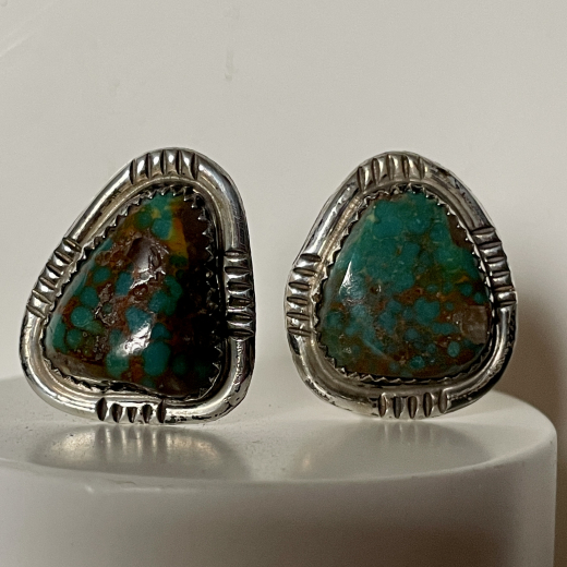 Trkis Ohrclip Navajo Handarbeit