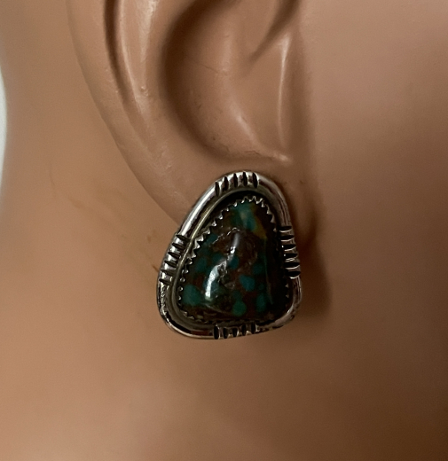 Trkis Ohrclip Navajo Handarbeit