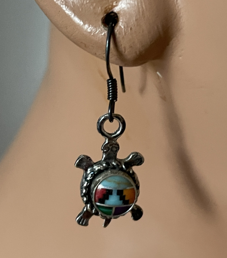 Schildkrten Ohrhnger Multicolour Inlay