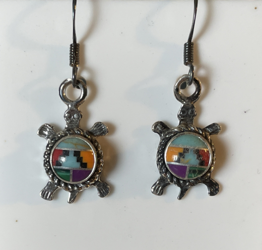 Schildkrten Ohrhnger Multicolour Inlay