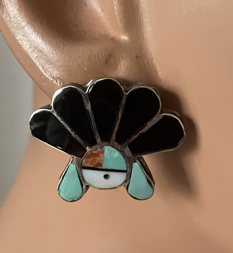 Sunface Multicolour Ohrstecker Muschel Zuni Handarbeit