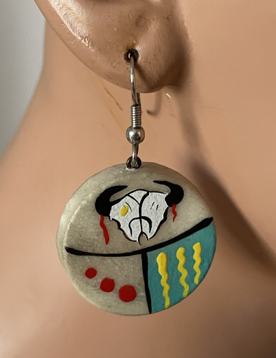 Rohhaut Trommel Ohrstecker Native American Art Work
