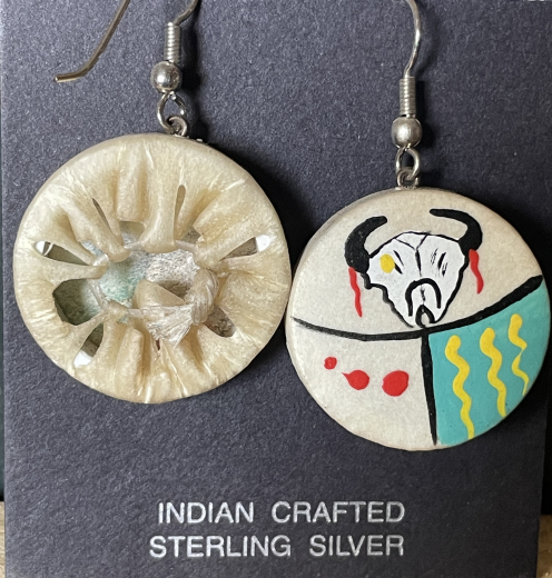Rohhaut Trommel Ohrstecker Native American Art Work