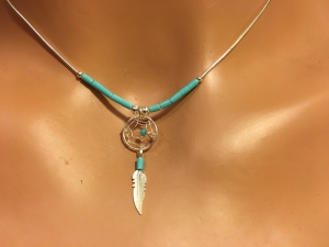 Traumfnger Liquidkette mit Trkis und Feder