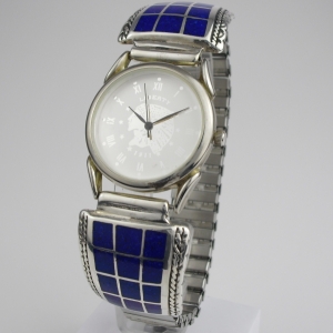 Lapislazuli Uhr mit Indian Head Uhr Unisex Westernschmuck