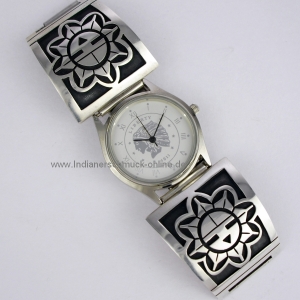 Sunface Overlay Armbanduhr Hopi Indianerschmuck Unisex