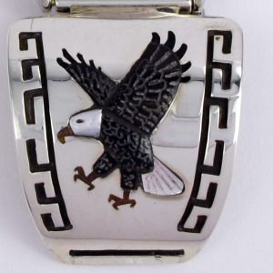 Adler Etched Inlay Armbanduhr Zuni Indianerschmuck Unisex