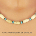 Knochenkette mit Trkis und Muschel Indianerschmuck