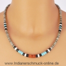 Muschelkette mit Trkis und Koralle