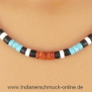 Muschelkette mit Trkis und Koralle