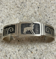 Wolf Armreif Overlay Sterlingsilber Navajo Indianerschmuck